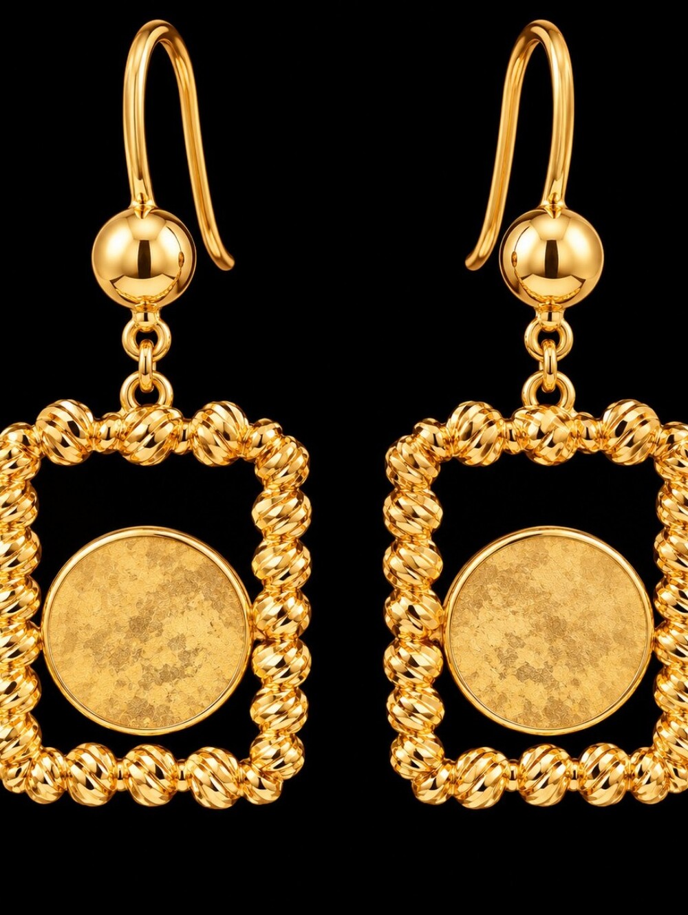 22kgp Dubai Jewelry Classic Gold Drop Frame Earrings - Elegant Women's Jewelry